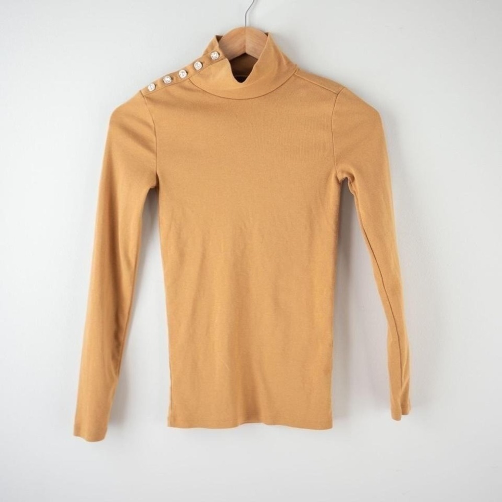 Women's J.Crew Autumn Jewel Studded Yellow Turtleneck Size XXS